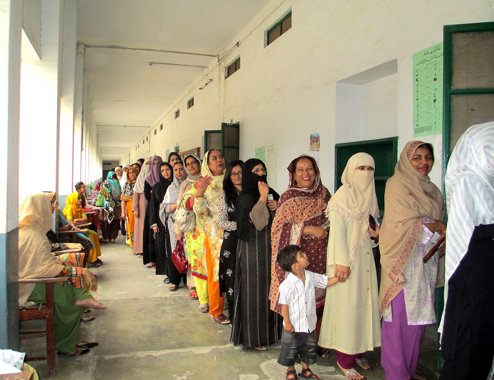 Women in Pakistan waiting to vote